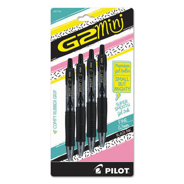 Pilot® G2 Mini Gel Pen, Retractable, Fine 0.7 Mm, Black Ink, Black Barrel, 4-pack freeshipping - TVN Wholesale